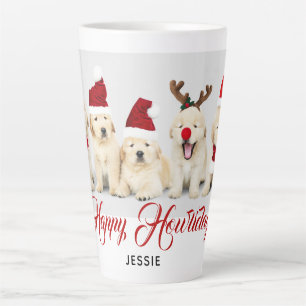 Tasse Latte Happy Howlidays Pet Dog Holiday Photo   Noël