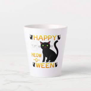 Tasse Latte Happy Meow-O-Ween - Chats noirs