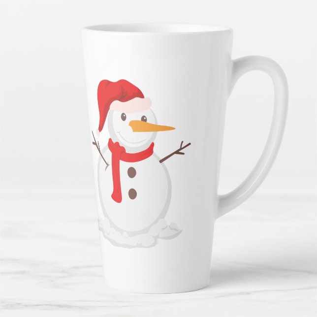 Tasse Latte Happy Snowman in a Santa Hat (Droite)