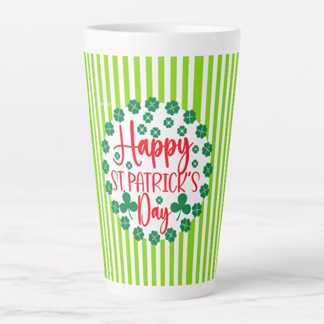 Tasse Latte Happy St. Patrick's Day Circle Design-63502 (Devant)