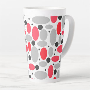 Tasse Latte haricots et pois motif rétro rouge gris blanc