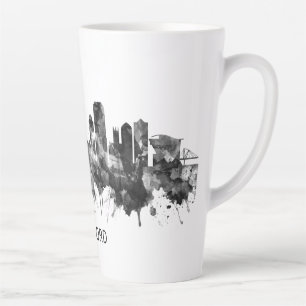 Tasse Latte Hartford Connecticut Skyline BW