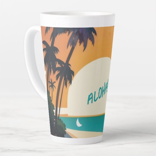 Tasse Latte Hawaiian/Aloha/Tropical/plage (Angle gauche)