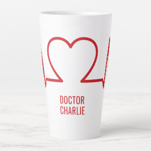 Tasse Latte Heart EKG texte personnalisé