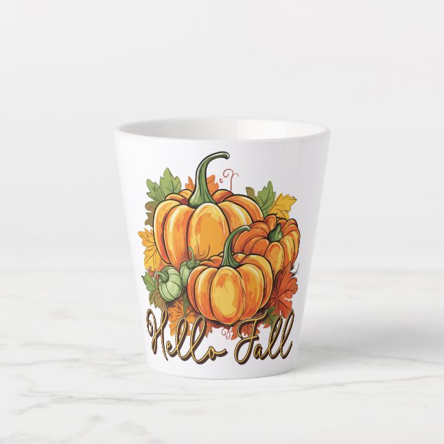 Tasse Latte Hello Fall - Cosy Citrouille Patch (Devant)