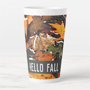 Tasse Latte Hello Fall Rainy Feuilles