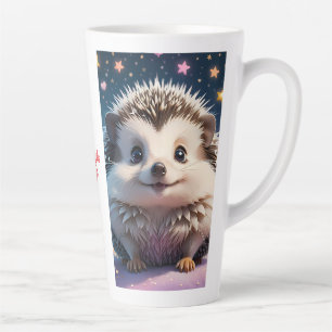 Tasse Latte Hérisson adorable avec étoiles et coeurs