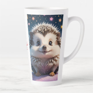 Tasse Latte Hérisson adorable avec étoiles et coeurs