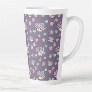 Tasse Latte hérisson et fleurs motif