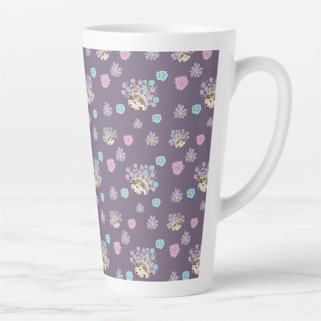 Tasse Latte hérisson et fleurs motif (Droite)