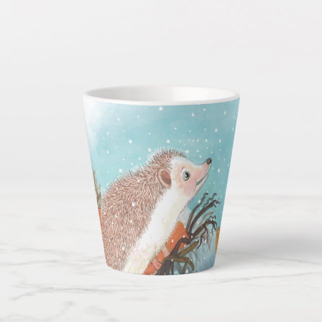 Tasse Latte Hérisson et premiers flocons de neige (Devant)