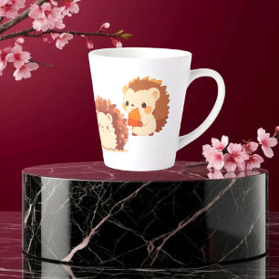 Tasse Latte Hérissons Mignons d'Automne – Animaux de Forêt Kaw