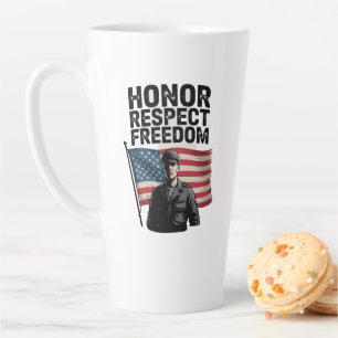 Tasse Latte Héros Héros Vétérinaire Jour Conception patriotiqu