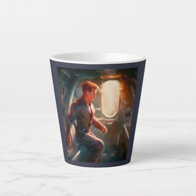 Tasse Latte Héros SF à bord du vaisseau spatial 1 (Devant)