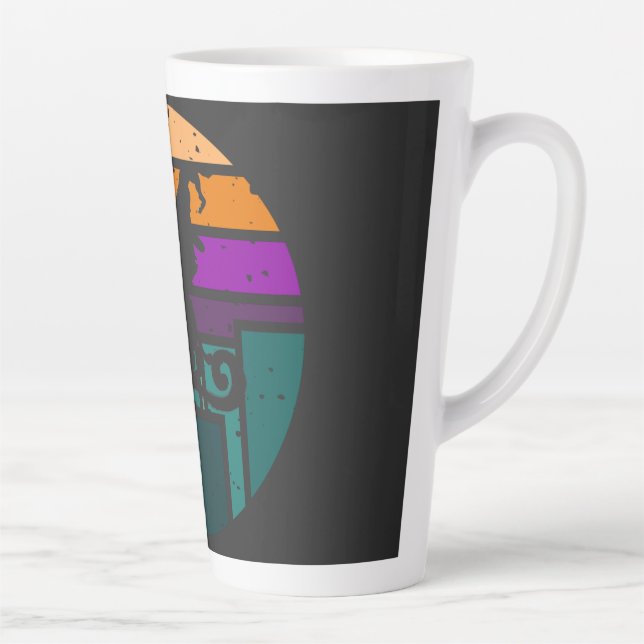 Tasse Latte Heure de vol - Halloween Retro Sunset sorcier Chat (Droite)