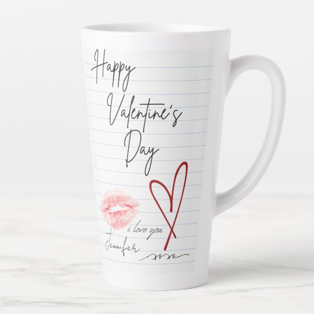 Tasse Latte Heureuse Sainte-Valentin carnet (Droite)