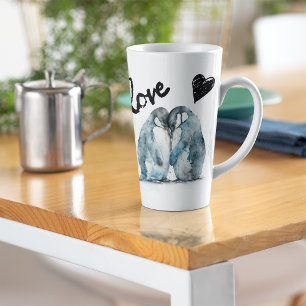 Tasse Latte Heureuse Sainte-Valentin mignon avec amour pingoui