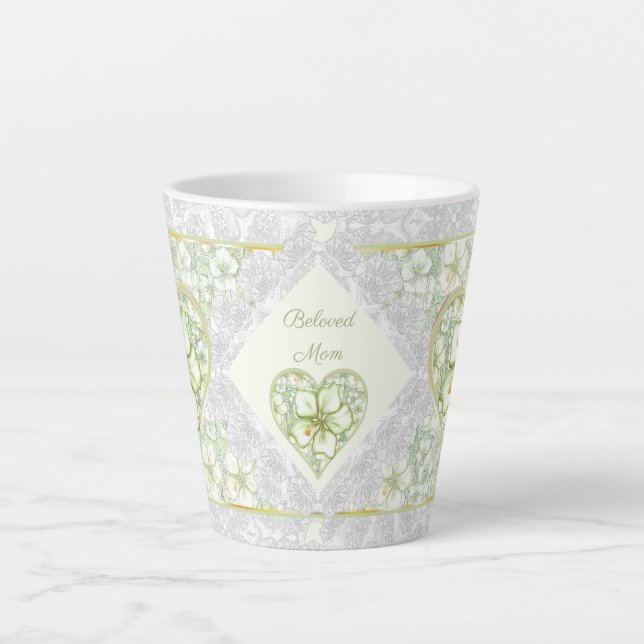 Tasse Latte Hibiscus & dentelle BLANC (Devant)