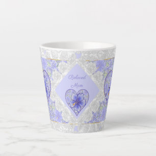 Tasse Latte Hibiscus & dentelle BLEU