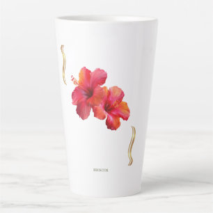 Tasse Latte Hibiscus Floral Design – Tropical