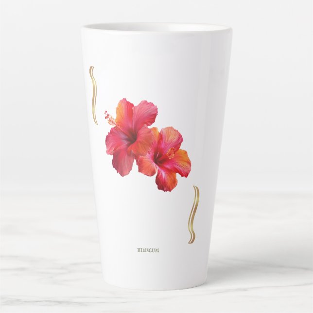 Tasse Latte Hibiscus Floral Design – Tropical (Devant)