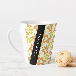 Tasse Latte Hibiscus jaune, Hibiscus orange, Votre nom