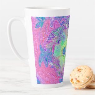 Tasse Latte Hibiscus Psychedelique Tripant Vert Citron et Viol