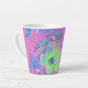 Tasse Latte Hibiscus Psychedelique Tripant Vert Citron et Viol