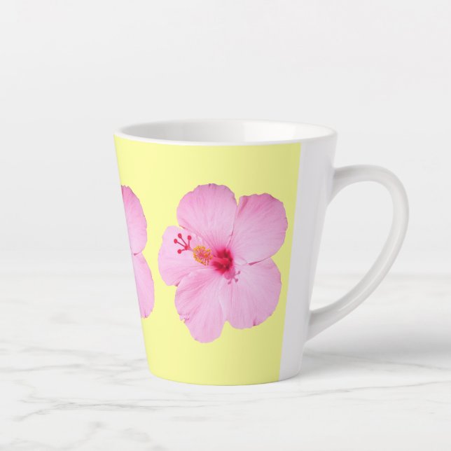 Tasse Latte Hibiscus rose Fleur tropicale (Droite)