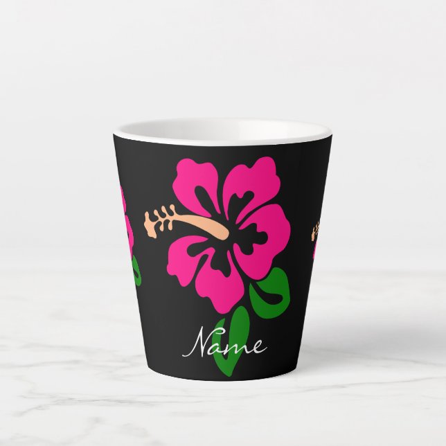 Tasse Latte Hibiscus rose tropical Thunder_Cove (Devant)