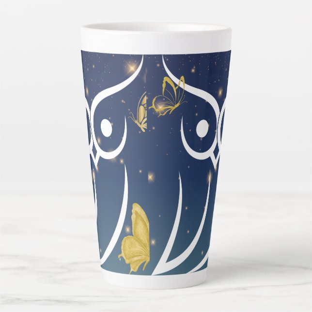 Tasse Latte Hibou et papillons (Devant)