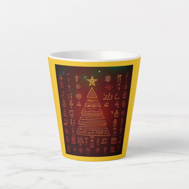 Tasse Latte Hiéroglyphes égyptiens de Noël 1 (Devant)