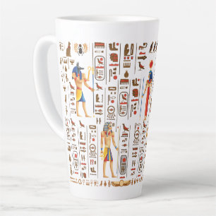 Tasse Latte Hiéroglyphes et divinités de l'Égypte d'or sur le 