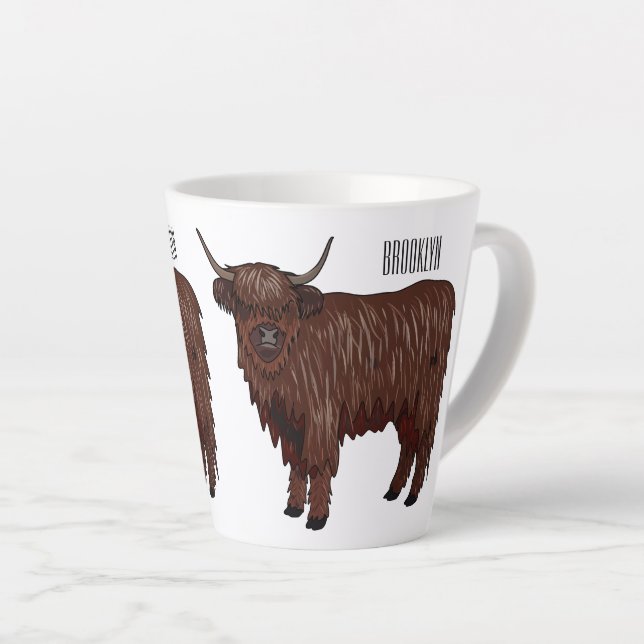 Tasse Latte Highland cow (Angle droit)