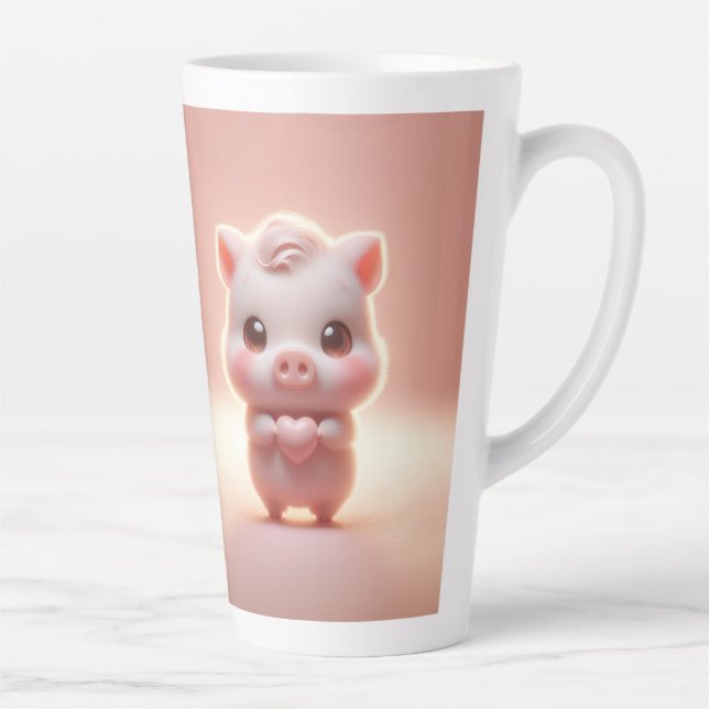 Tasse Latte Hilarié Saint Valentin Cochon 3D Regarder avant et (Droite)