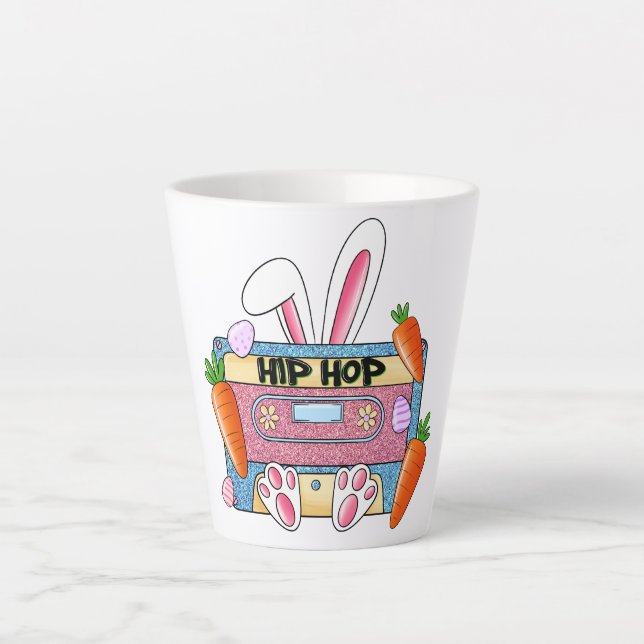 Tasse Latte Hip-Hop Lapin de Pâques Mixtape - Cassette Rétro (Devant)