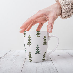 Tasse Latte Hiver branché   Motif d'arbre de Noël