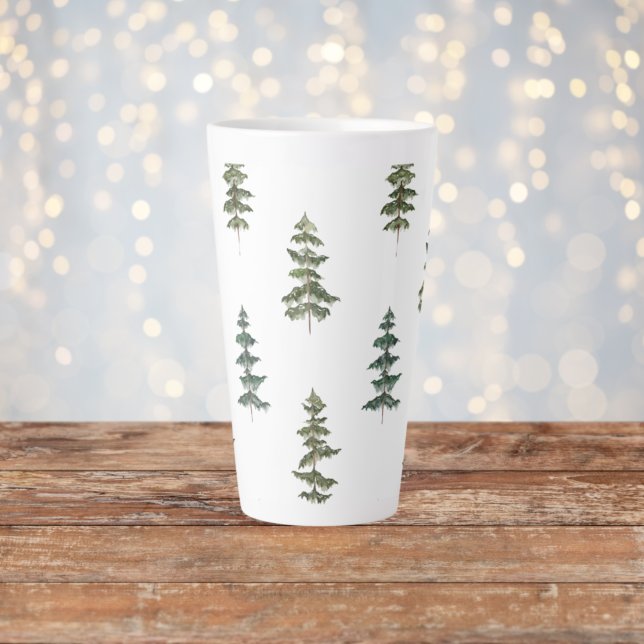 Tasse Latte Hiver branché | Motif d'arbre de Noël (Créateur téléchargé)