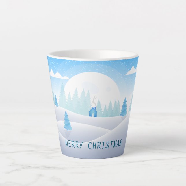Tasse Latte Hiver Thème Joyeux Noël (Devant)