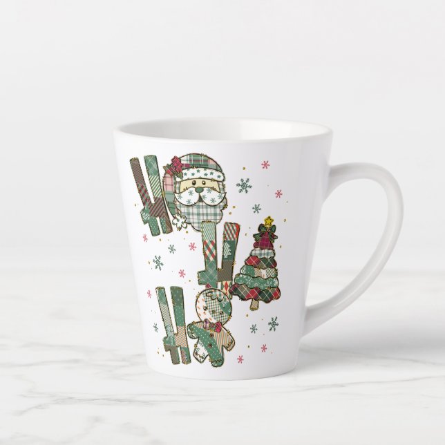 Tasse Latte Ho Ho Ho Christmas Festive Patchwork (Droite)