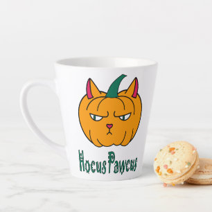 Tasse Latte Hocus pawcus Halloween citrouille ginger cat magie