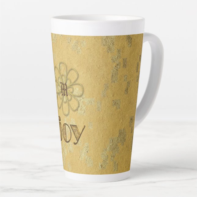 Tasse Latte Holiday Joy Monogrammed (Angle droit)