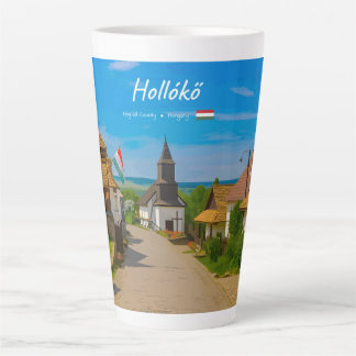 Tasse Latte Hollókő, Hongrie - Grande rue du village historiqu