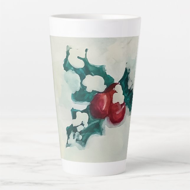 Tasse Latte Holly dans la neige (Devant)