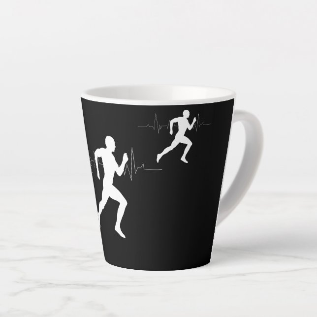 Tasse Latte Homme Coureurs Silhouette HeartBeat Line (Angle droit)