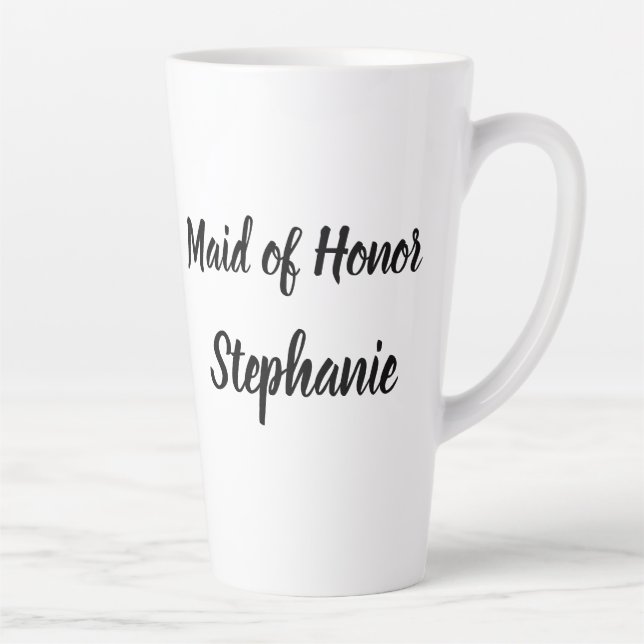 Tasse Latte Homme d'honneur Noir Élégant Mariages de script (Droite)
