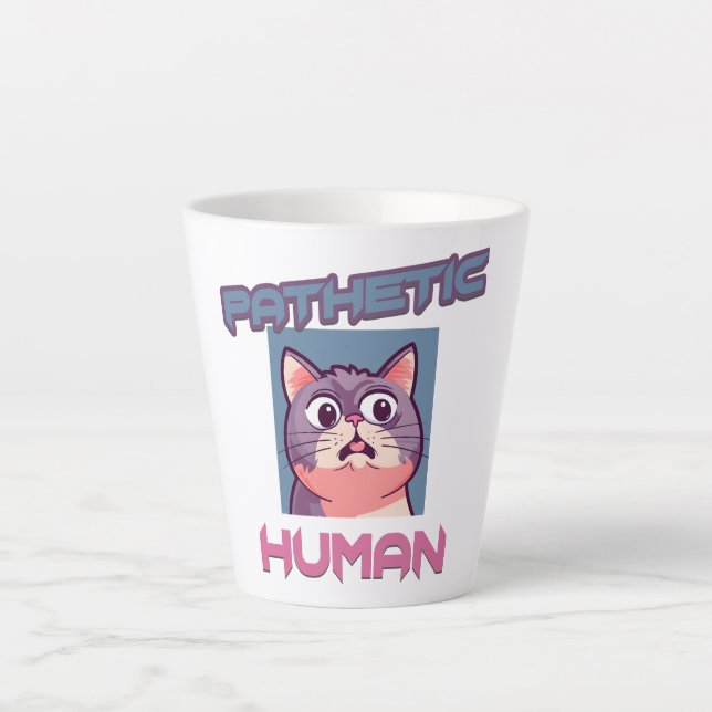 Tasse Latte Homme pathétique - Drôle conception de chat (Devant)