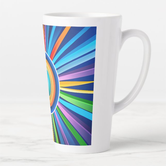 Tasse Latte Horloge murale moderne avec soleil radial arc-en-c (Droite)