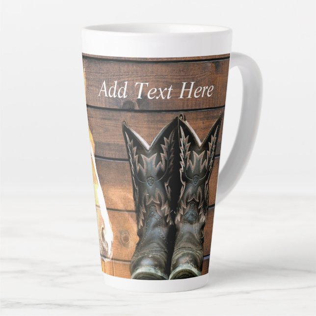 Tasse Latte Horse Cowboy Boots Rustic Barque (Angle droit)