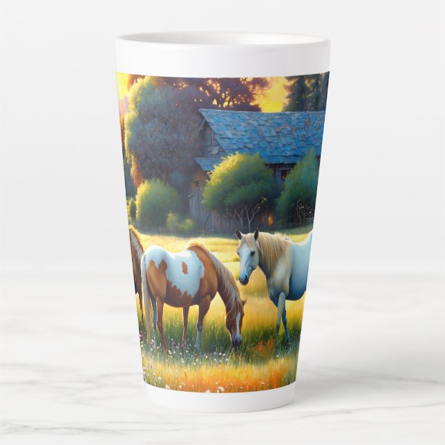 Tasse Latte Horse on Farm Wildflower Meadow (Devant)